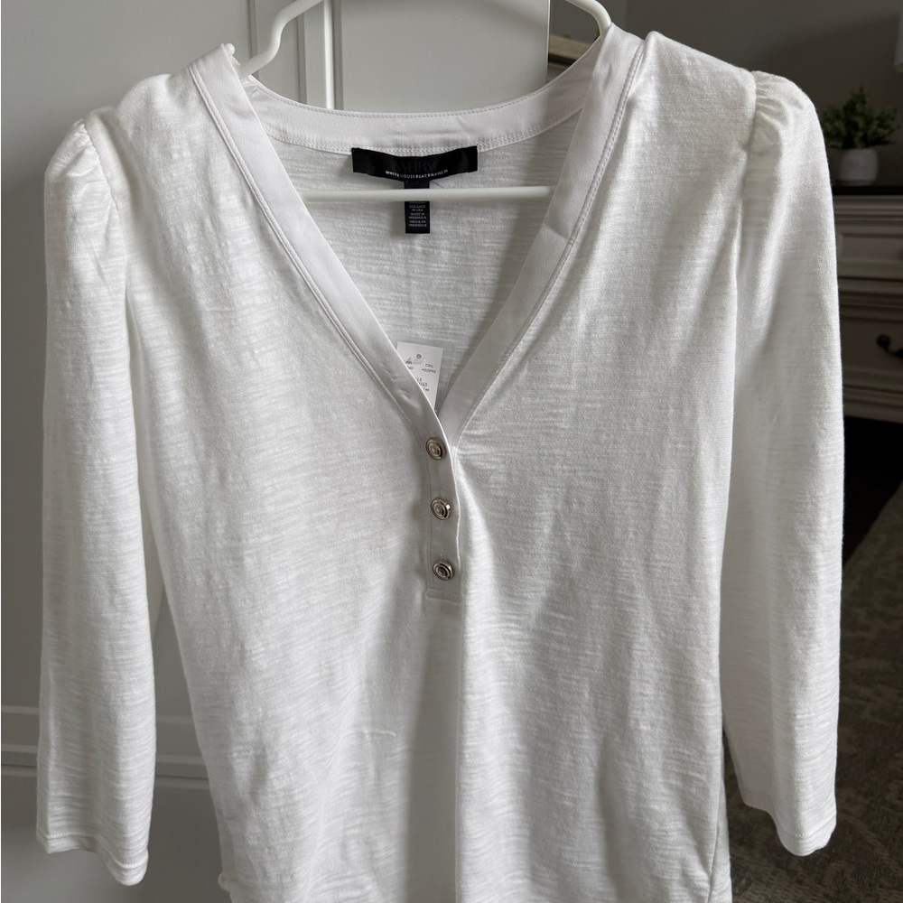 White House Black Market White Button-Down Shirt